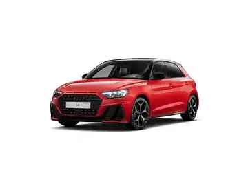 Das Bild zeigt einen roten AUDI A1 SPORTBACK von der Seite.