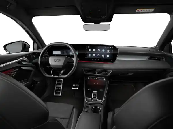 Das Bild zeigt das Innenraum eines AUDI A3 SPORTBACK in schwarzer Innenausstattung.