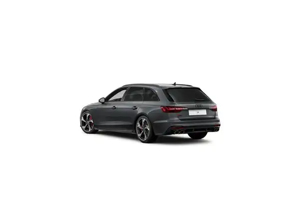 Das Bild zeigt einen grauen AUDI S4 AVANT von hinten.