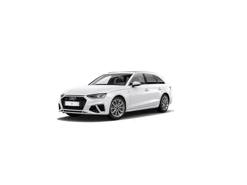 Das Bild zeigt einen weißen AUDI A4 AVANT von der Seite.