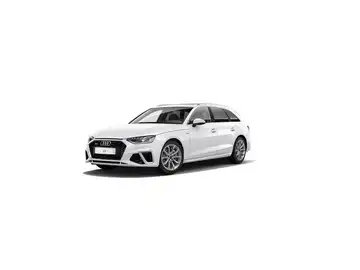 Das Bild zeigt einen weißen AUDI A4 AVANT von der Seite.