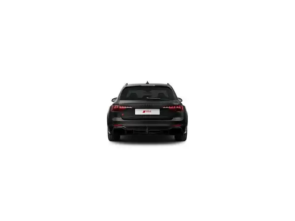 Das Bild zeigt einen AUDI RS4 AVANT von hinten in schwarzer Farbe.