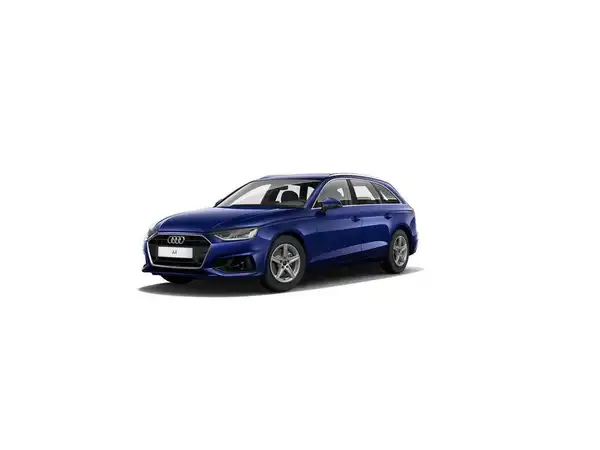 Das Bild zeigt einen blauen Audi A4 Avant von der Seite.