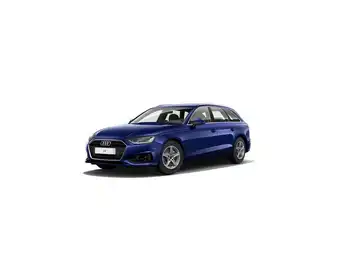 Das Bild zeigt einen blauen Audi A4 Avant von der Seite.