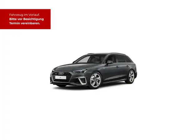 Das Bild zeigt einen grauen AUDI A4 AVANT von der Seite. Es enthält eine Texteinblendung auf der linken Seite.
