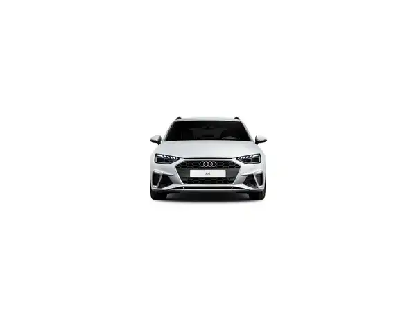 Das Bild zeigt einen weißen AUDI A4 AVANT aus der Frontalansicht.