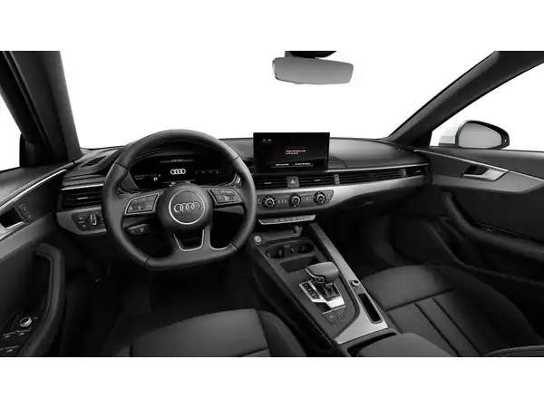 Das Bild zeigt das Innere eines AUDI A4 AVANT mit schwarzem Interieur.