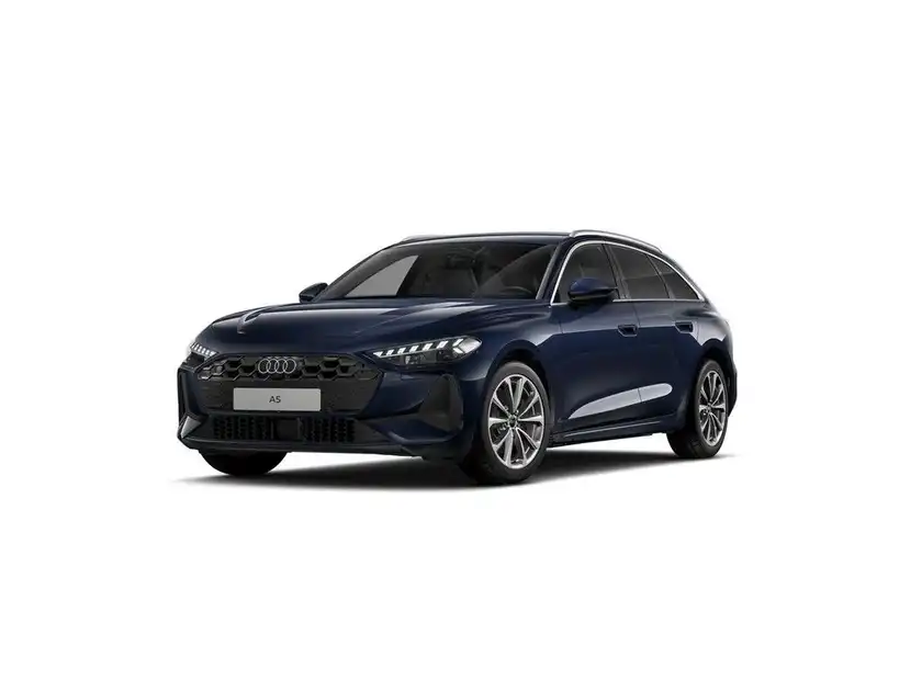 Das Bild zeigt einen blauen AUDI A5 von vorne.