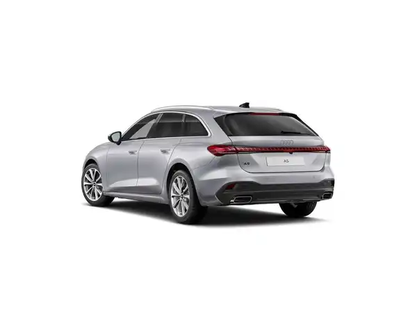 Das Bild zeigt einen silbernen AUDI A5 von hinten aufgenommen.