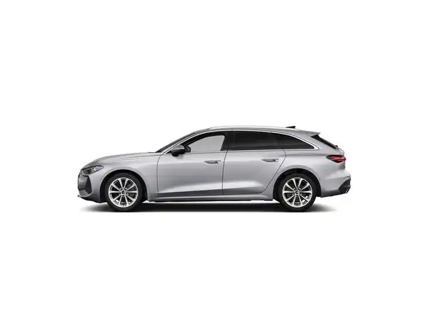 Auf dem Bild ist ein silberner AUDI A5 von der Seite zu sehen. Es handelt sich um ein Fahrzeugbild.