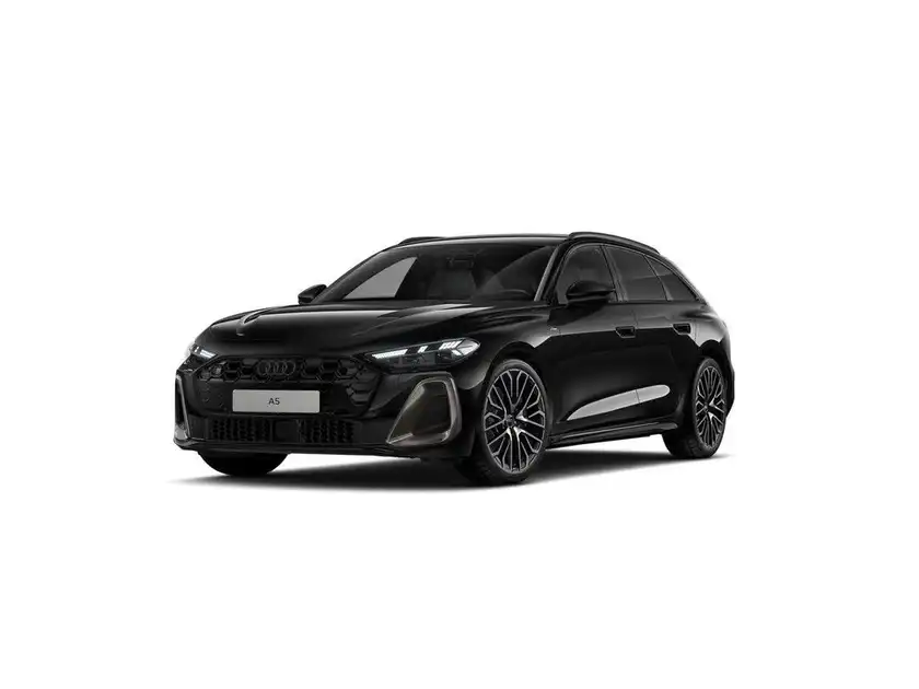 Das Bild zeigt einen schwarzen AUDI A5 von vorne.