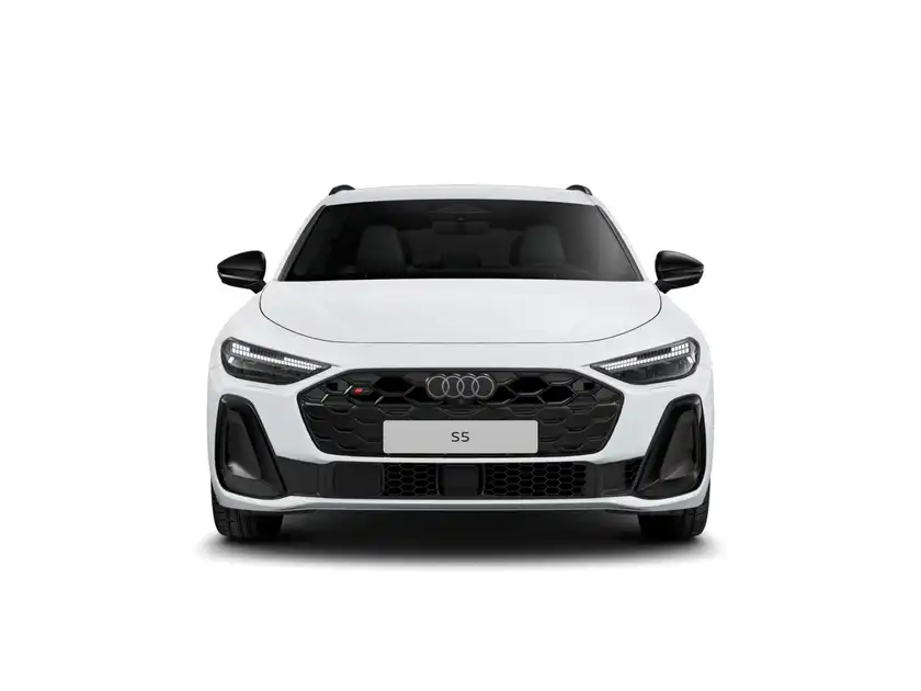 Eine frontale Aufnahme eines weißen AUDI S5.