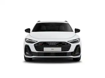 Es handelt sich um ein Bild eines weißen AUDI S5, von der Seite aufgenommen, und zeigt das Fahrzeug in einer normalen Ansicht.