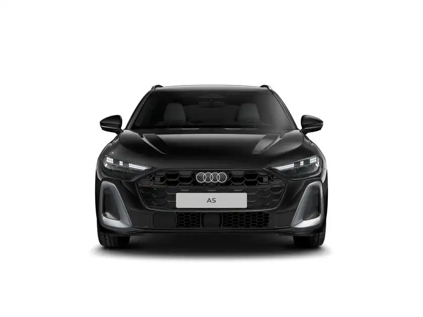Das Bild zeigt einen schwarzen Audi A5 von der Seite.