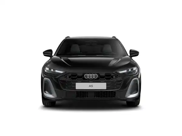 Das Bild zeigt einen schwarzen Audi A5 von der Seite.