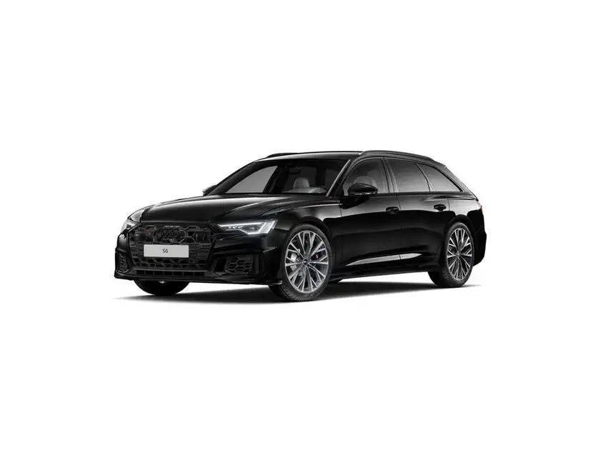 Ein schwarzer AUDI S6 AVANT, aufgenommen von der Seite.