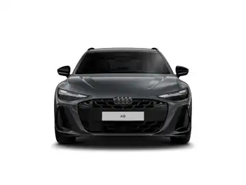 Das Bild zeigt einen schwarzen Audi A6 Avant aus der Frontalansicht.