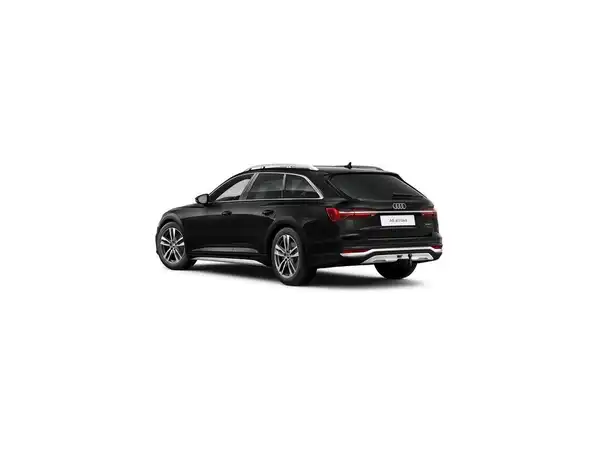 Das Bild zeigt einen schwarzen AUDI A6 ALLROAD aus der hinteren Perspektive.