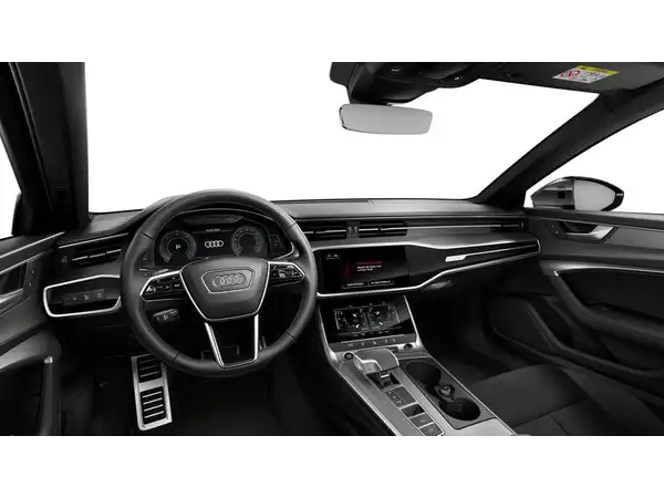 Das Bild zeigt das Innere eines Audi A6 Allroad. Die Innenausstattung ist schwarz.
