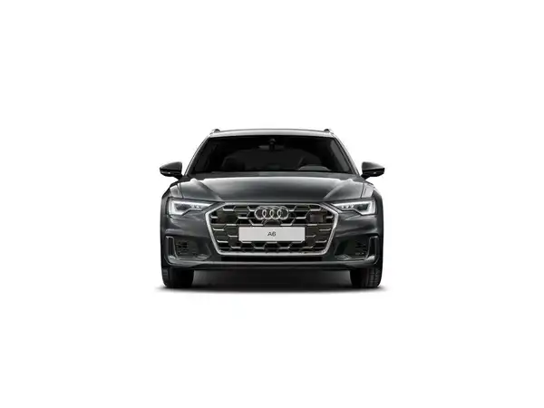 Das Bild zeigt einen schwarzen Audi A6 Avant von vorne.