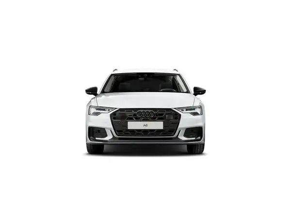 Das Bild zeigt einen AUDI A6 AVANT frontal, in der Farbe Weiß.