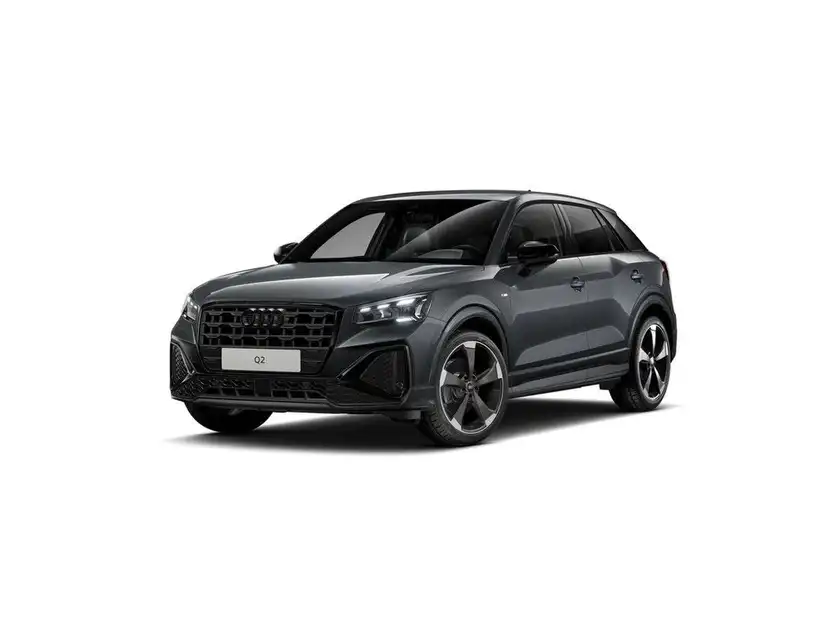 Das Bild zeigt einen schwarzen AUDI Q2 von der Seite.