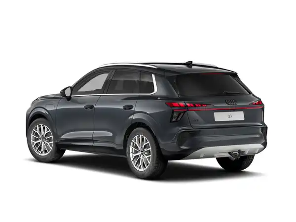 Eine Rückansicht eines schwarzen AUDI Q3.