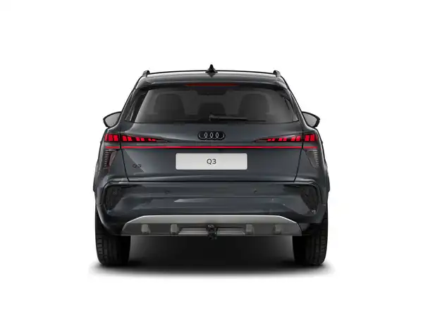 Das Bild zeigt einen AUDI Q3 aus der Rückansicht in grauer Farbe.