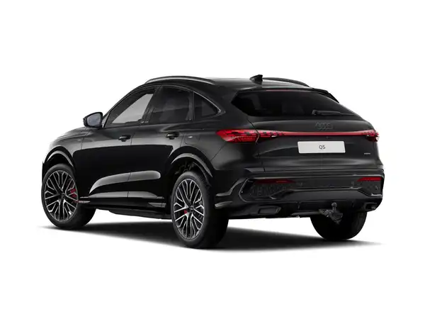 Das Bild zeigt einen schwarzen AUDI Q5 von hinten.