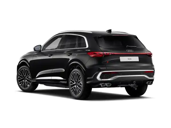 Das Bild zeigt einen AUDI SQ5 von hinten in schwarzer Farbe.