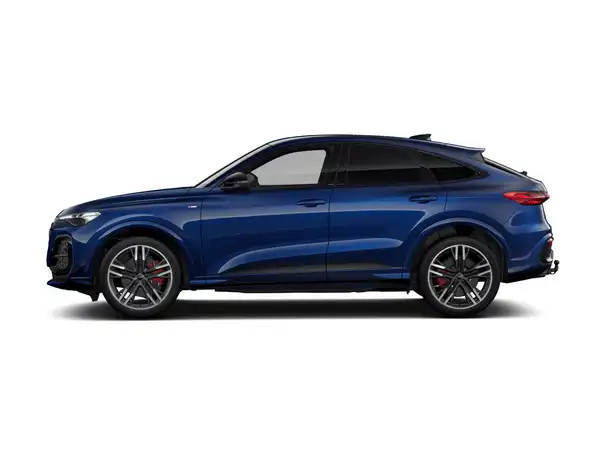 Das Bild zeigt einen blauen Audi Q5 von der Seite.