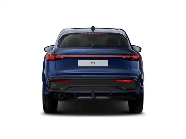 Das Bild zeigt einen blauen AUDI Q5 von hinten.