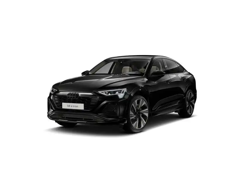 Das Bild zeigt einen schwarzen AUDI Q8, aufgenommen von vorne.