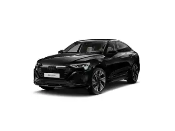 Das Bild zeigt einen schwarzen AUDI Q8, aufgenommen von vorne.