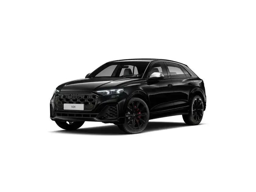 Das Bild zeigt einen schwarzen Audi SQ8 von der Seite.