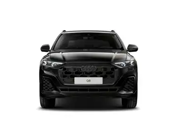 Das Bild zeigt einen schwarzen AUDI Q8 aus der Frontansicht.