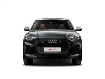 Das Bild zeigt einen schwarzen AUDI RS Q8 von vorne.