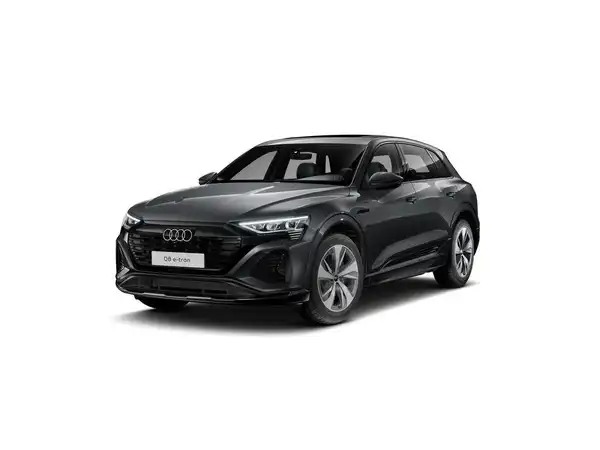 Ein schwarzer Audi Q8, aufgenommen von vorne.
