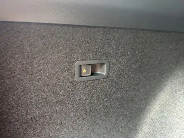 Das Bild zeigt einen Teil des Innenraums des Fahrzeugs, speziell einen Bereich mit einer Hebel- oder Öffnungseinrichtung auf dem Teppich.