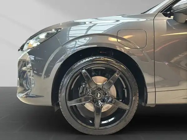 Das Bild zeigt die Seitenansicht eines silbernen Fahrzeugs, wahrscheinlich ein CUPRA TERRAMAR, mit einem Fokus auf dem Rad und dem Kotflügel.