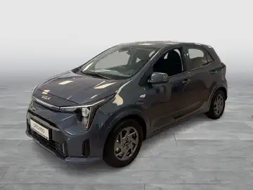Das Bild zeigt einen grauen KIA Picanto aus der Frontansicht.