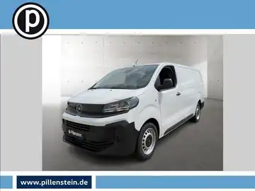 Das Bild zeigt einen weißen Opel Vivaro von vorne. Es ist ein Fahrzeugbild mit dem Händlerinformationslogo in der oberen linken Ecke und einer Website-URL in der unteren Leiste.