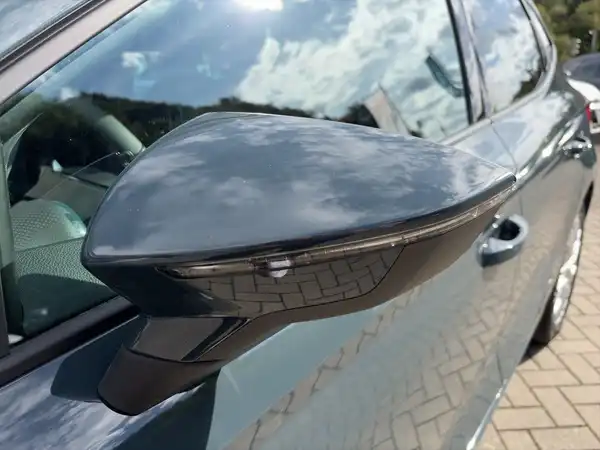 Das Bild zeigt den Seitenspiegel eines SEAT IBIZA aus der seitlichen Perspektive.