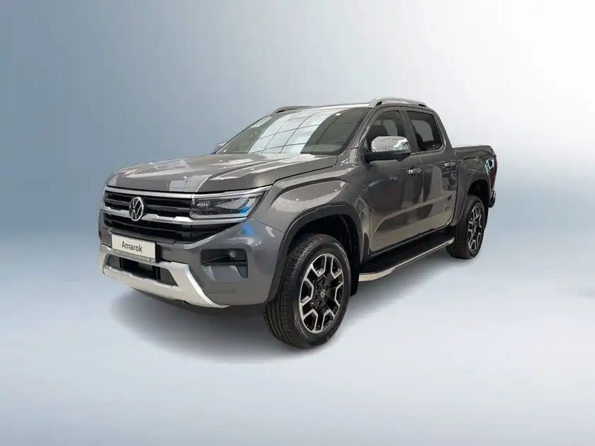 Das Bild zeigt einen grauen VW Amarok, aufgenommen von der Seite. Im Bild ist das Händlerlogo von Walter Schneider zu sehen.