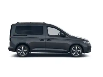 Das Bild zeigt einen grauen VW Caddy von der Seite. Es enthält das Händlerlogo von Walter Schneider.