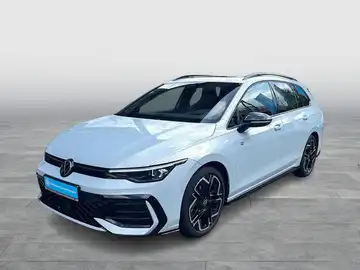 Das Bild zeigt einen weißen VW Golf Variant von der Seite.