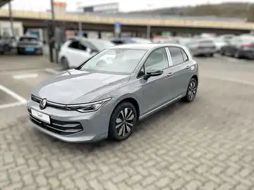 Das Bild zeigt einen grauen Volkswagen Golf von der Seite, aufgenommen auf einem Parkplatz. Das Händlerlogo "WALTER SCHNEIDER" und der Hinweis "Zertifizierte Gebrauchtwagen" sind im Bild zu sehen.