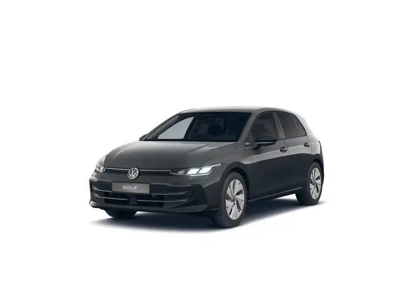 Das Bild zeigt einen grau lackierten VW Golf aus der Frontansicht.