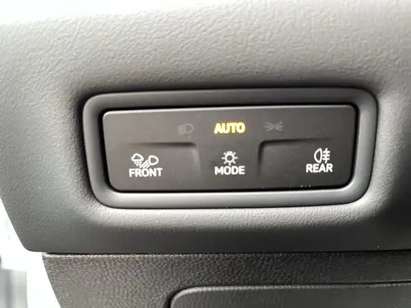 Eine Innenaufnahme des Fahrzeugs, die Schaltfläche mit verschiedenen Modus-Einstellungen zeigt.