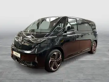 Das Bild zeigt einen schwarzen VW ID. BUZZ aus seitlicher Perspektive. Das Händlersymbol von Walter Schneider ist eingeblendet.
